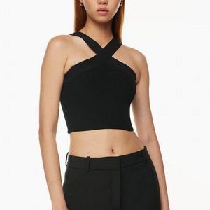 Aritzia Babaton Sculpt Knit Black Halter Top